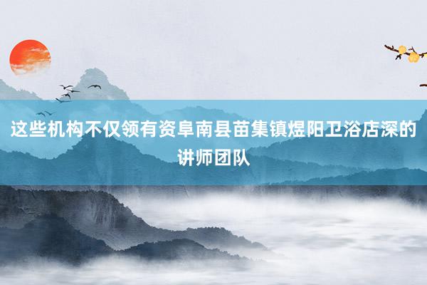 这些机构不仅领有资阜南县苗集镇煜阳卫浴店深的讲师团队